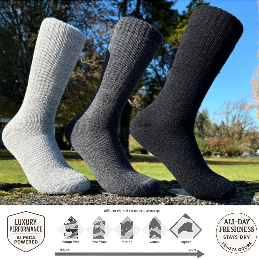 Baby Alpaca Hiking Socks — Crew 3-Pack