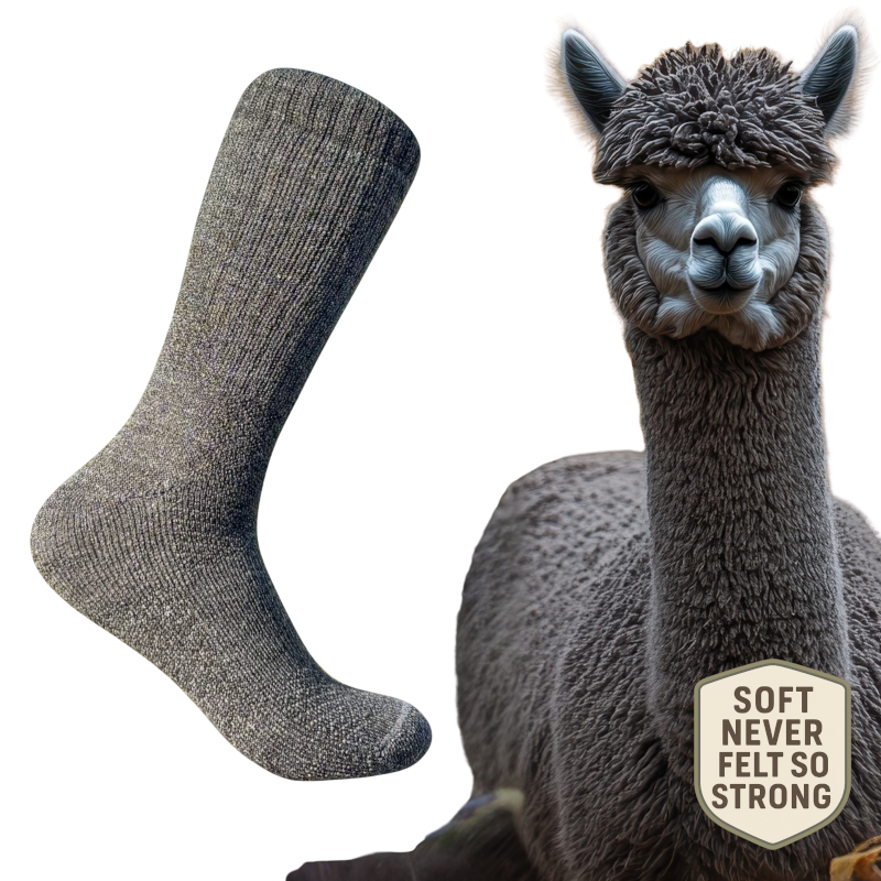 Baby Alpaca Hiking Socks - Crew (Alpaca-Trek) - Ultra Soft, Breathable, Trail-Ready Comfort