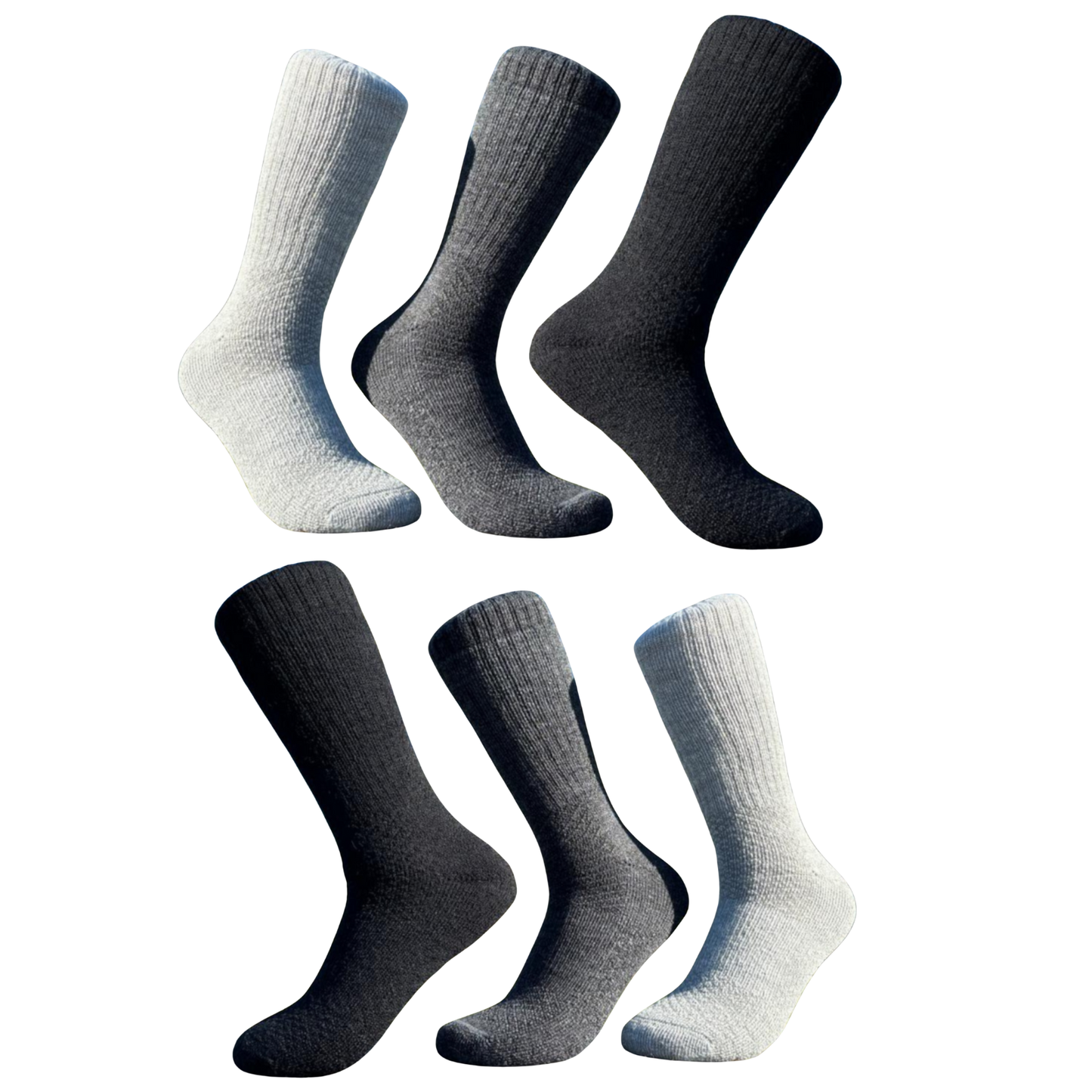 Baby Alpaca Hiking Socks - 6 Pack Bundle with 3 Colors