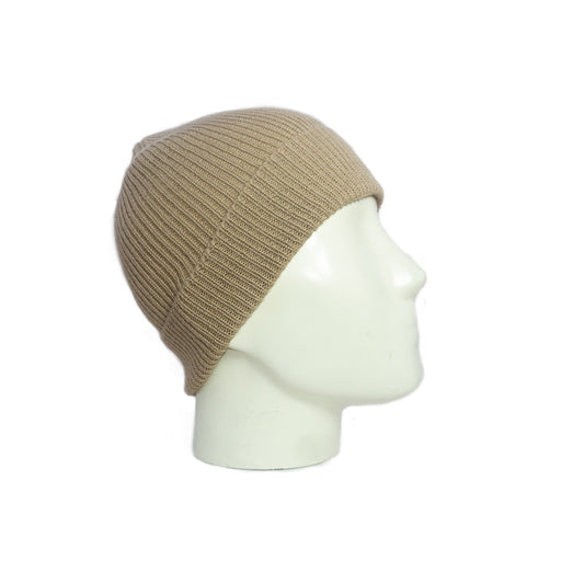 100% Ribbed Baby Alpaca Beanies - LIGHT BEIGE